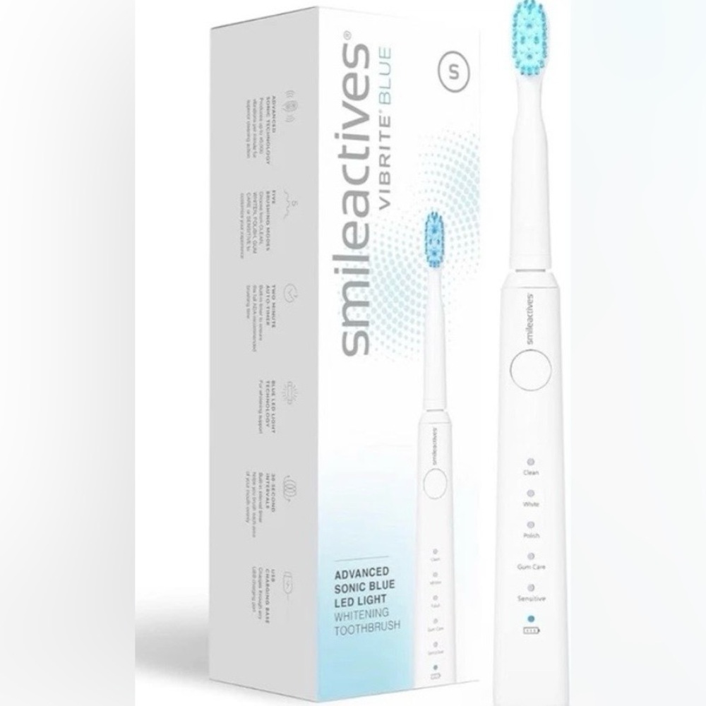 SmileActives Sonic Electric Toothbrush with Whitening Gel | New